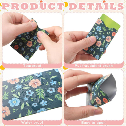 HOT32 Pcs Credit Card RFID Sleeves Flower Blocking Include 24 Credit Card Sleeves 8 Passport Protectors Waterproof Identity Theft Protection Women RFID Protector