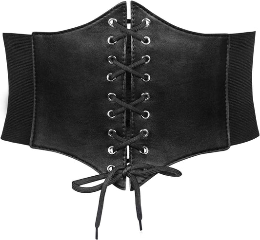 HOTJASGOOD Women’s Elastic Costume Waist Belt Lace-up Tied Waspie Corset Belts for Women