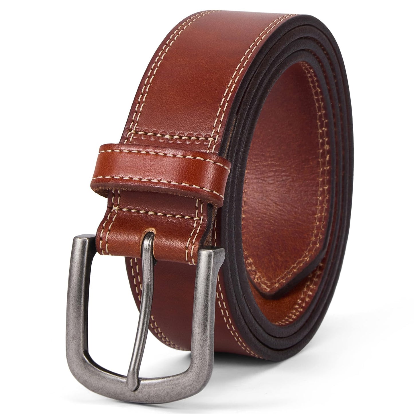 HOTMen's Full Grain Leather Belt for Everyday Casual Jeans, 1.5" Handmade Men Leather Belts with Gift Box