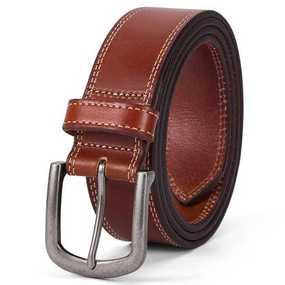HOTMen's Full Grain Leather Belt for Everyday Casual Jeans, 1.5" Handmade Men Leather Belts with Gift Box