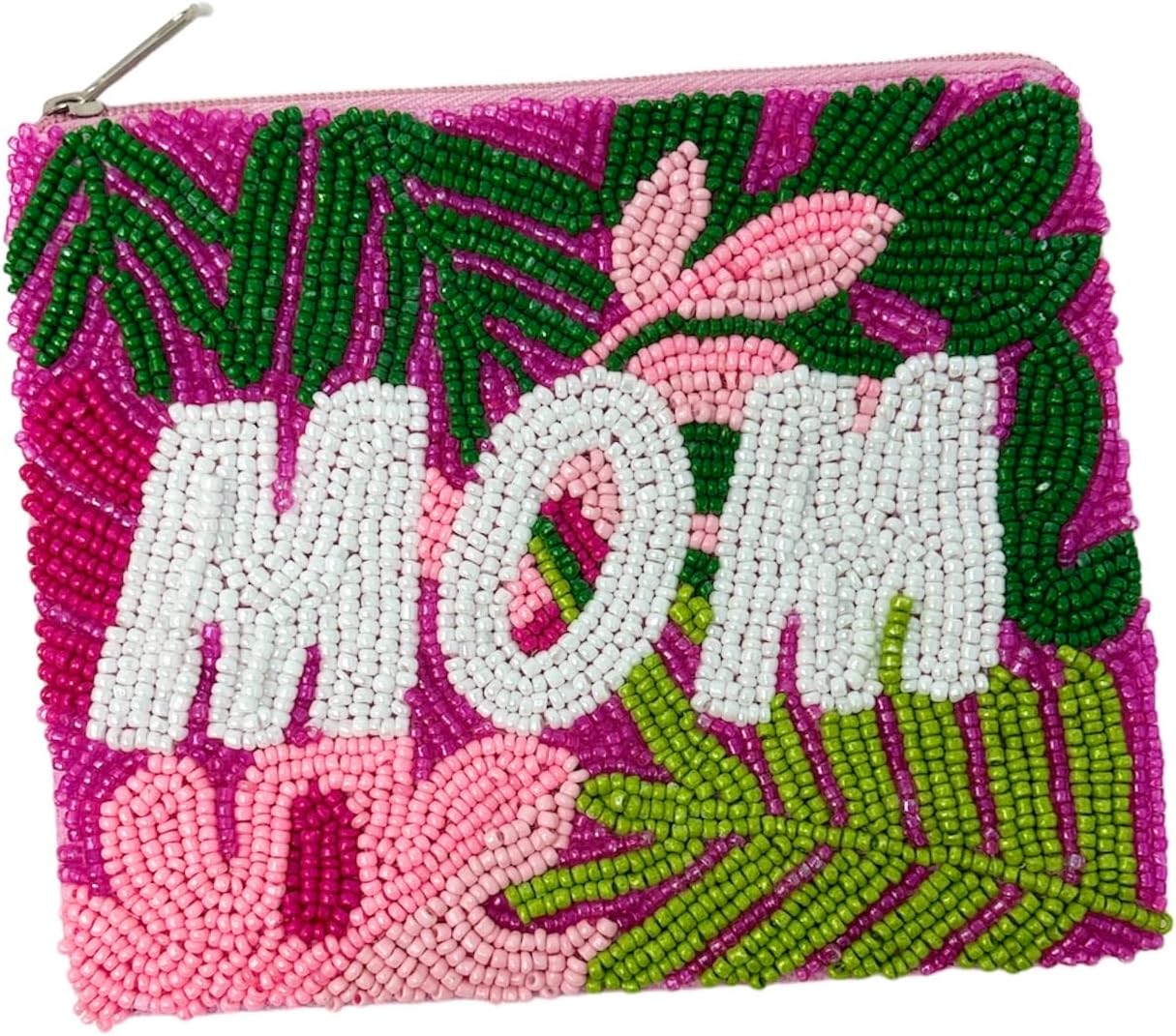 HOTMOM Beaded Coin Pouch Purse, Gifts for Mom, Beaded Pouch Small Wallets Mother's Day Gifts, Tropical Beaded Purse