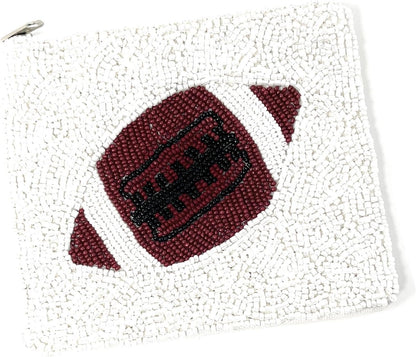 HOTFootball Beaded Coin Purse Pouch, Small Wallets for Her, Gift Card Pouch Birthday Gift, Football Fan Must Have
