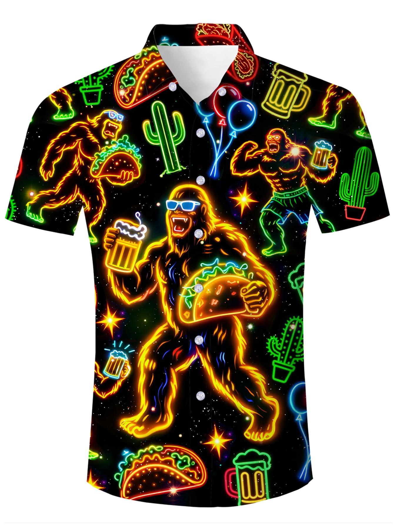 HOTuideazone Mens Funny Hawaiian Shirts 3D Graphic Button Down Short Sleeve Tropical Holiday Beach Aloha Shirt