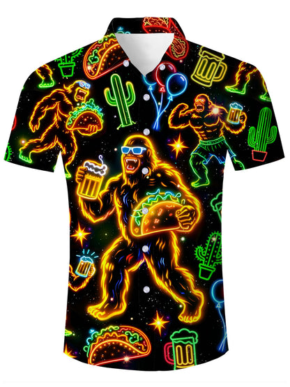 HOTuideazone Mens Funny Hawaiian Shirts 3D Graphic Button Down Short Sleeve Tropical Holiday Beach Aloha Shirt