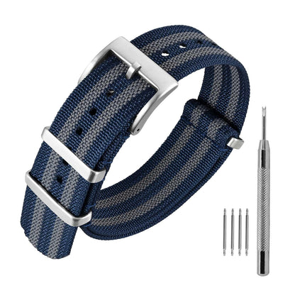 HOTANNEFIT Nylon Watch Band 16mm 18mm 20mm 22mm, One-Piece Waterproof Military Watch Straps with Heavy Buckle