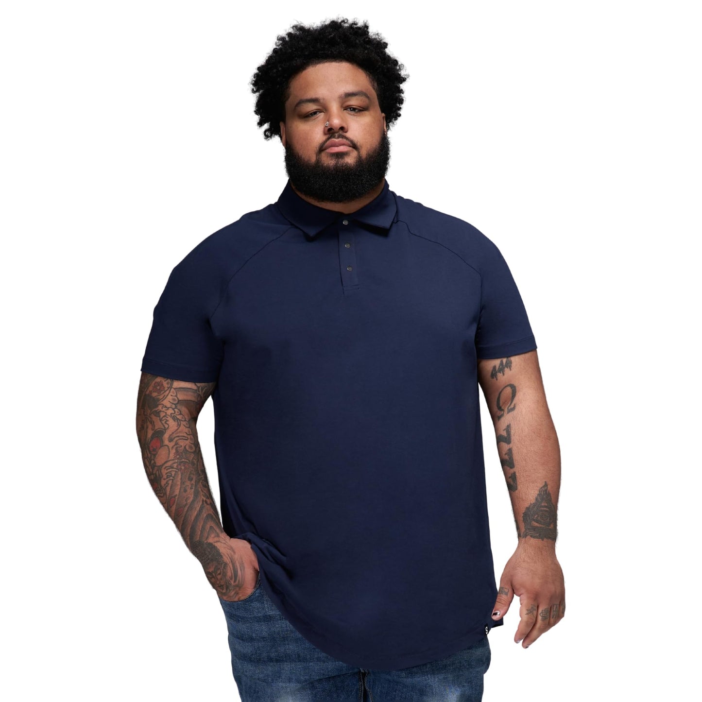 HOTSTRONGSIZE Big and Tall Polo Shirts for Men – Golf Shirt with Snap Buttons | Longer Length Shirt with Curved Hem