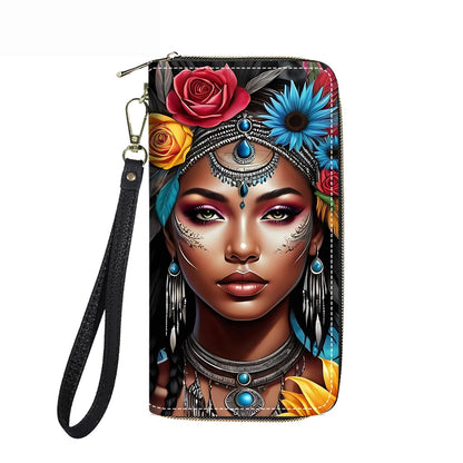 HOTWomen's Large Capacity Wallet PU Leather Double Zipper Clutch Purse Multifunctional Wallet with Removable Wristlet Strap for Smart Phone/Coin/Card/Cash, Floral Quotes Bible Verse Philippians 4-13