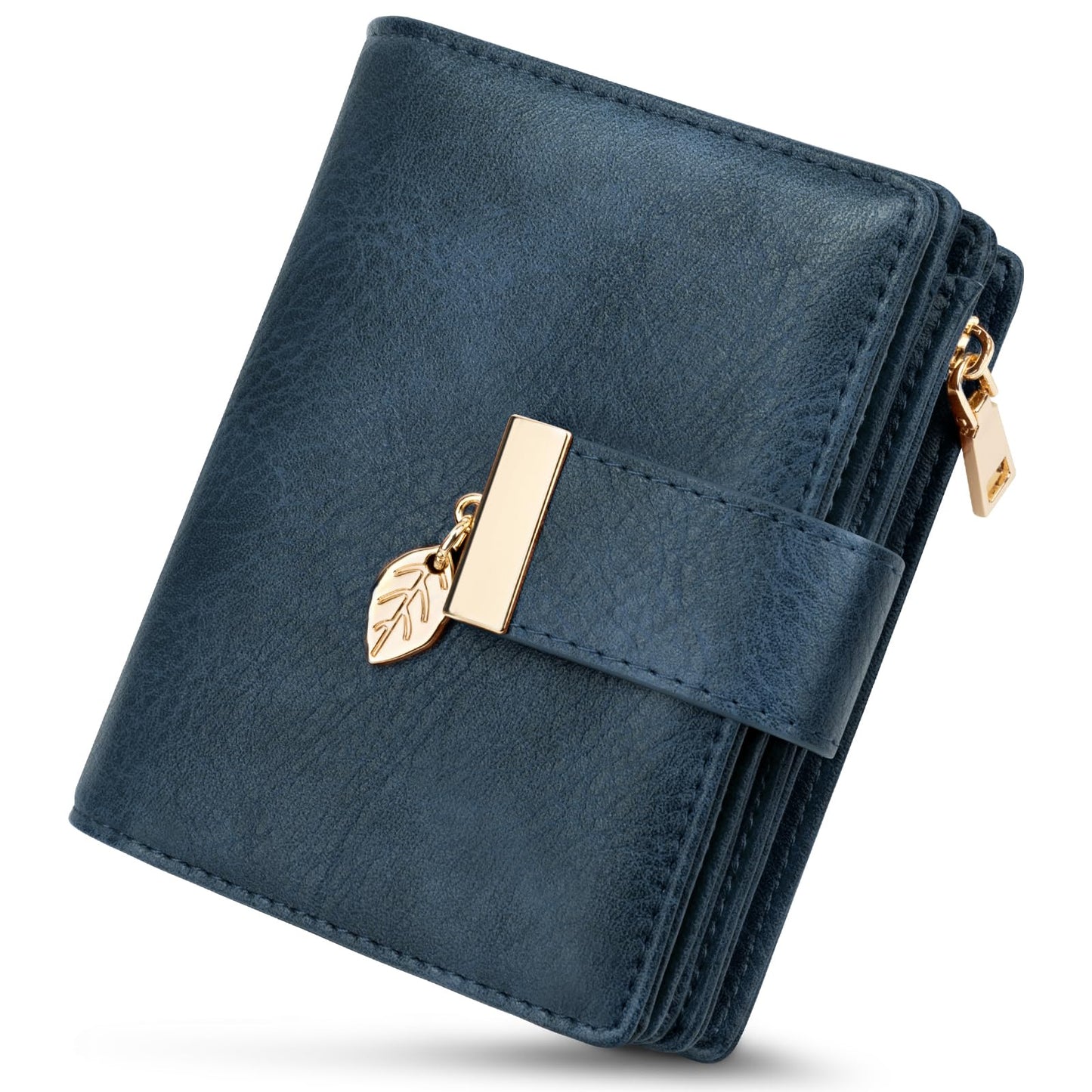 HOTHUANLANG Small Wallets for Women Rfid Blocking Leather Bifold Credit Card Holder Ladies Wallet Zipper Pocket with ID Window