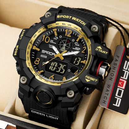 HOTKXAITO Men's Watches Sports Outdoor Waterproof Military Wrist Watch Date Multi Function Tactics LED Alarm Stopwatch