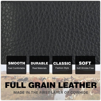 HOTCONTACTS Full Grain Leather Kiss Lock Wallet for Women Coin Pocket Kiss Clasp Purse Small Card Holder Bifold Rfid Wallet (Black)