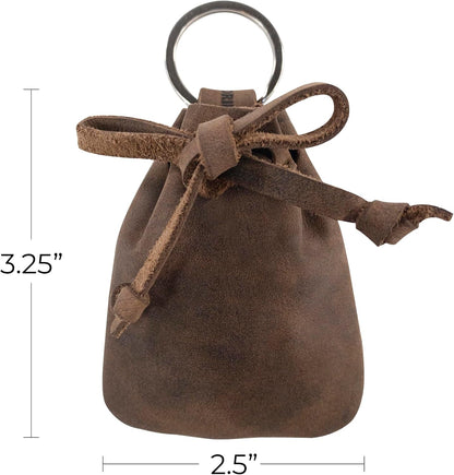 HOTHide & Drink, Mini Medieval Pouch Keychain, Tiny Bag with Keyring, Coin Organizer, Coin Pouch, Full Grain Leather, Handmade
