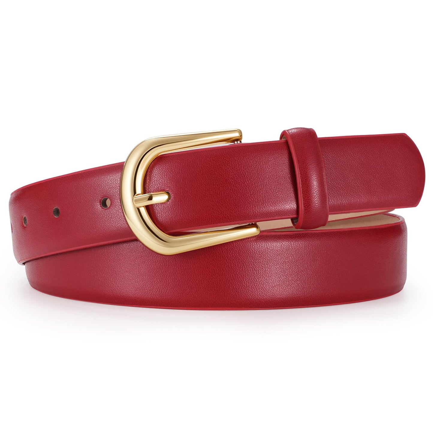 HOTJASGOOD Leather Belt Women Belts for Jean Pants with Gold Buckle Fashion Ladies Waist Belt