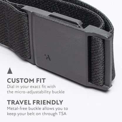 HOTArcade Belts Mens Explore Belt, Stretch Webbing for Max Comfort & Custom Fit, Metal-Free Buckle, Machine Washable Travel Belt