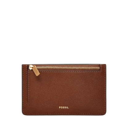 HOTFossil Women's Logan RFID-Blocking Leather Zip Around Card Case Wallet with Keychain