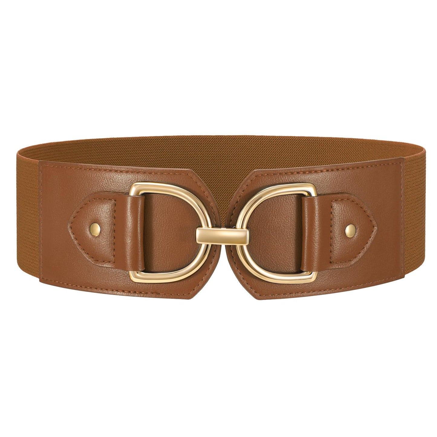 HOTWERFORU Women Elastic Wide Waist Belts for Dresses Fashion Wide Stretchy Belts for Women Big Gold Buckle Thick Dress Belt