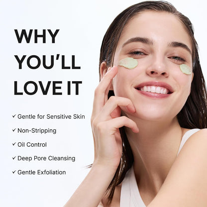 HOTArencia Korean Rice Mochi Face Cleanser - Face Wash, Gentle Scrub All in One for Deep Cleansing, Moisturizing, Pore Minimizing with Rice Water & Green Tea (4.23oz)
