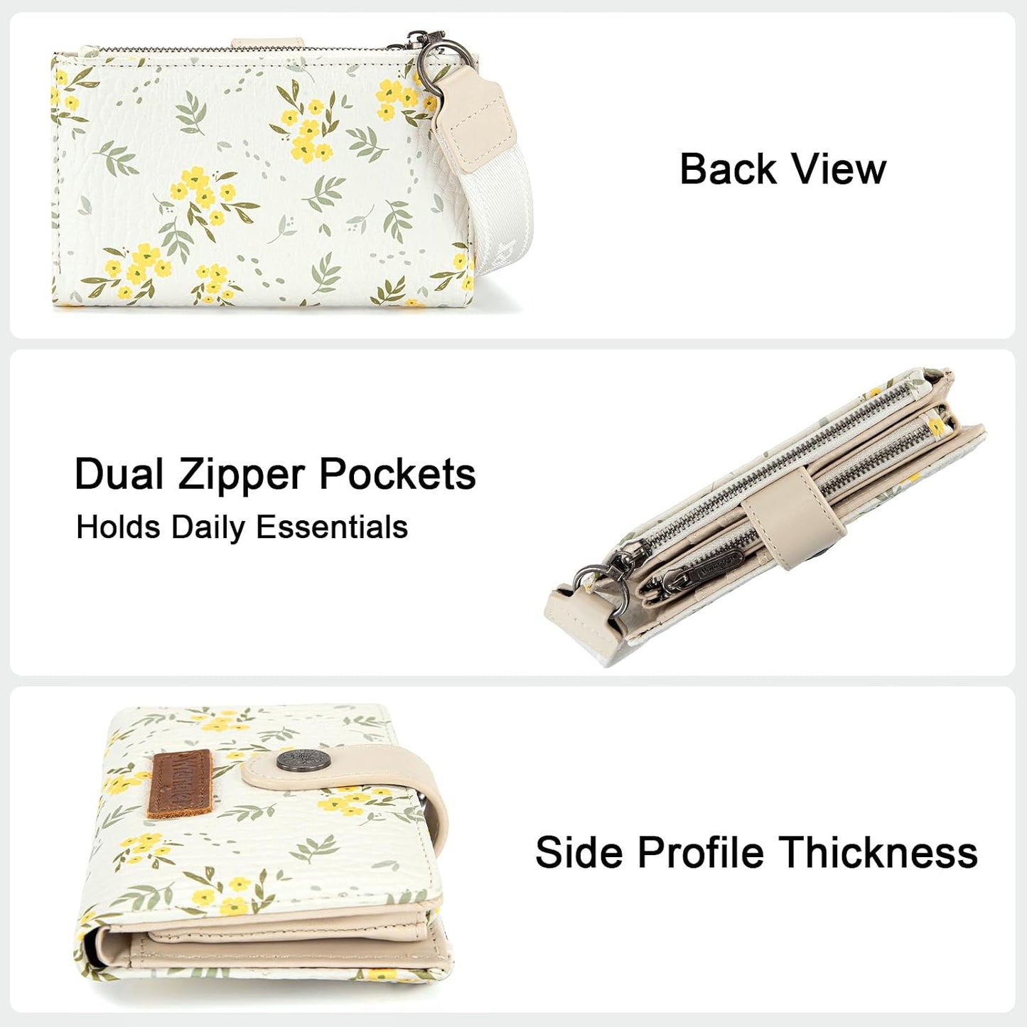 HOTX Wrangler Small Wallet Women, Wristlet Rfid Blocking Wallets Large Capacity Bifold Wallet with Coin Pocket