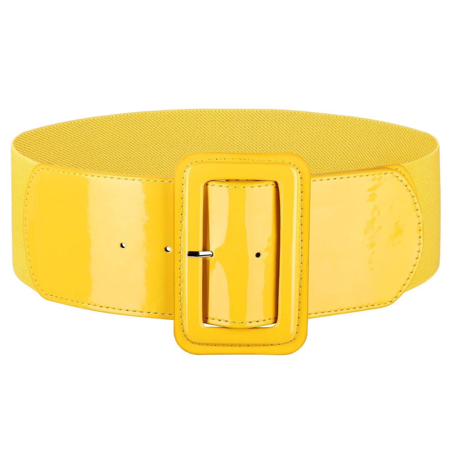 HOTJASGOOD Women Wide Stretchy Belt Vintage Elastic Waist Belt for Dresses Fashion Ladies Waist Belt with Patent Square Buckle