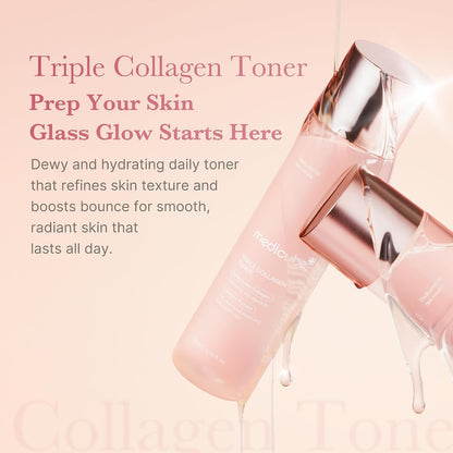 HOTMedicube Triple Collagen Toner - Hydrolyzed, Atelo, & Soluble Collagen for Deep Hydration & Plump Skin - Fast-Absorbing Formula for All-Day Suppleness, Korean Skincare (4.73 fl.oz.)