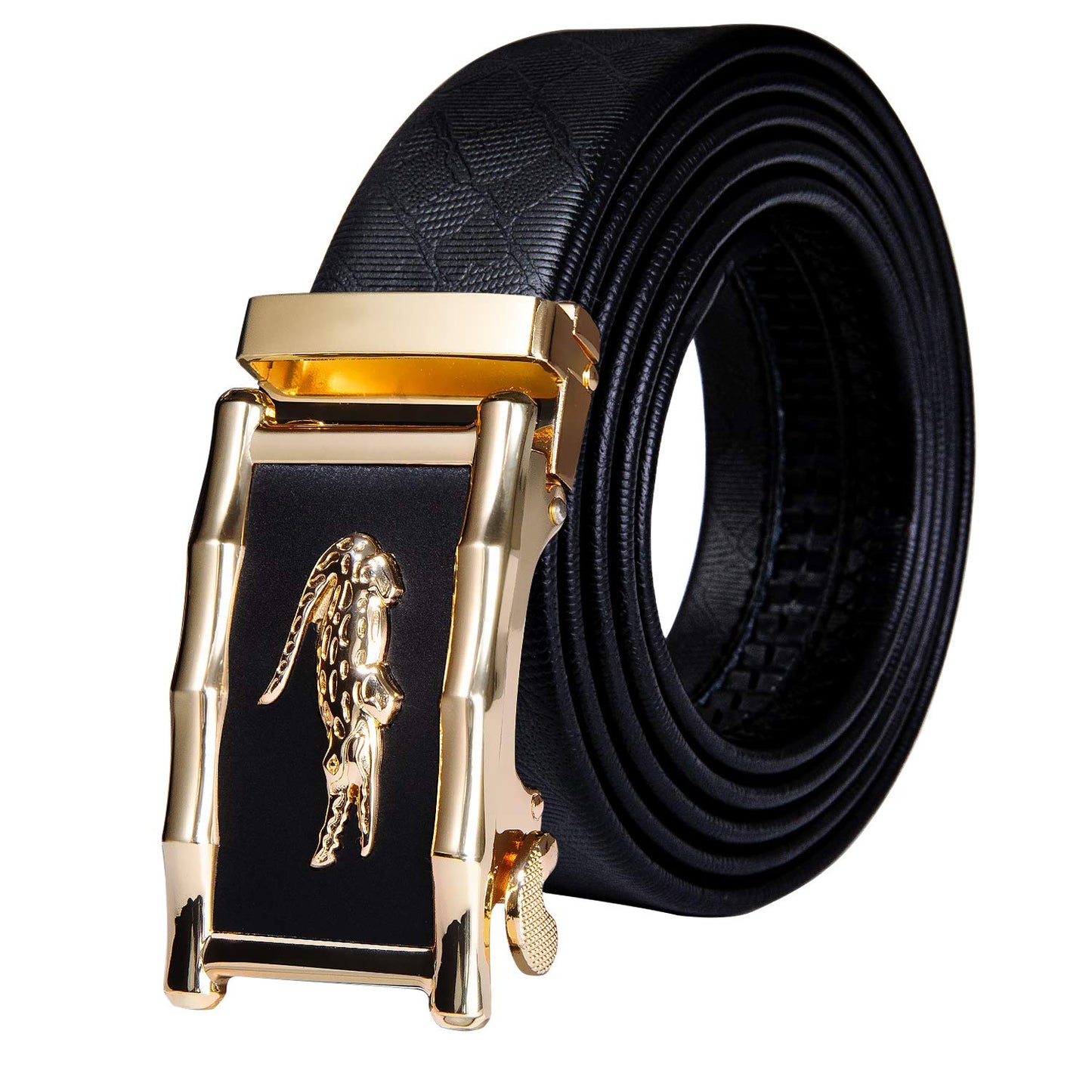 HOTDubulle Designer Mens Belts, Sliding Automatic Buckle Ratchet Dress Belt TOP Genuine Leather Strap Gifts