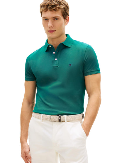 HOTTommy Hilfiger Men's Short Sleeve Polo Shirts in Slim Fit with Stretch and Organic Pique Cotton