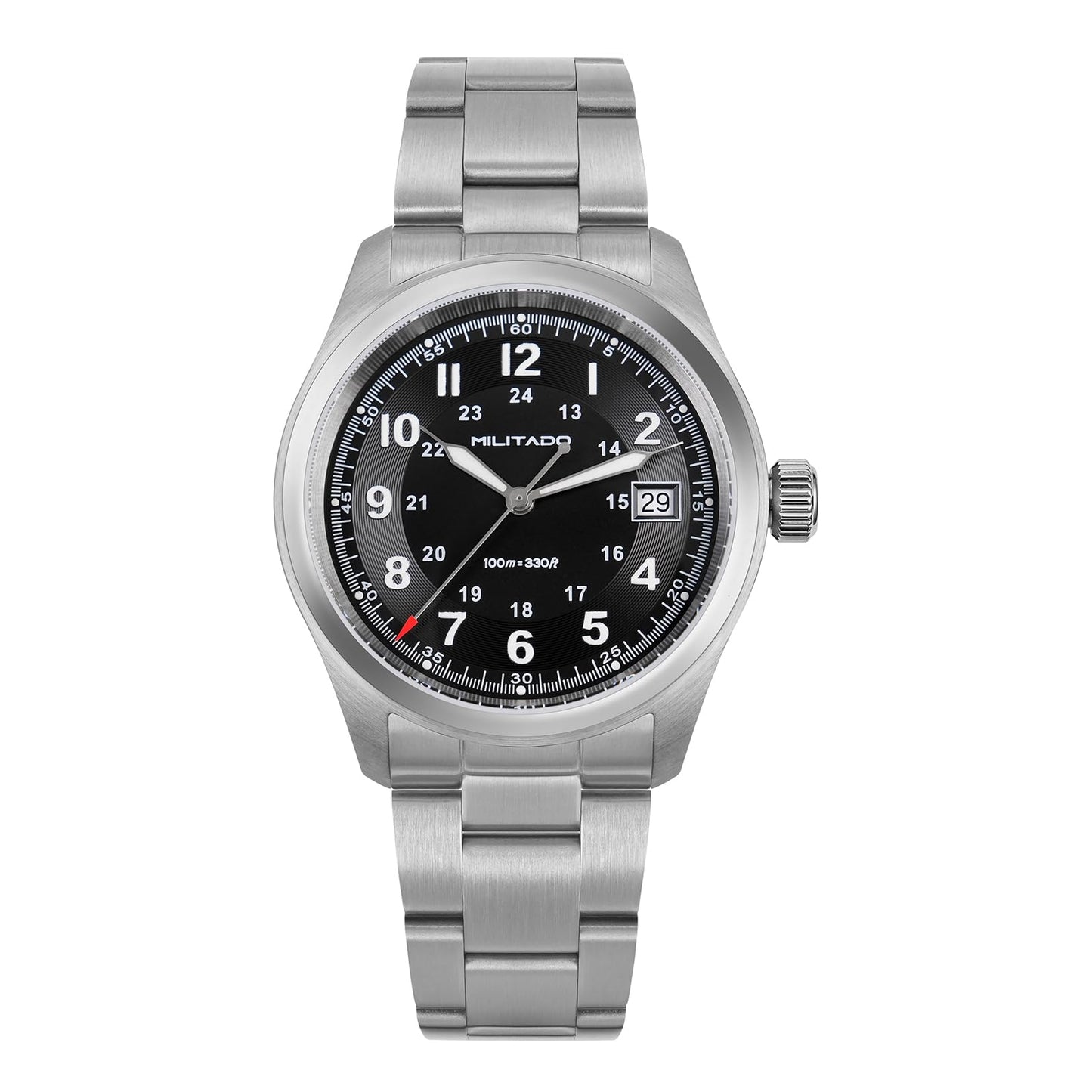 HOTTACTICAL FROG Militado ML08 Field Watch Japanese Sweep VH31 / 515 Movt with Calendar, Men's Military Watch Sapphire Crystal 10 ATM Waterproof Analog Watches for Men