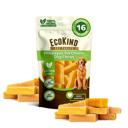 HOTEcoKind Yak Cheese Himalayan Dog Chews, Yak Chews for Large Dogs, 4-5 Bones | 1 Lb, Long Lasting for Aggressive Chewers, Only 3 Ingredient Natural High Protein Dental Dog Treats, No Additives or Lactose