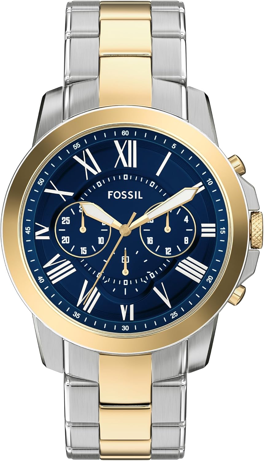 HOTFossil Men's Watch, Grant Quartz Stainless Steel Chronograph Watch for Men