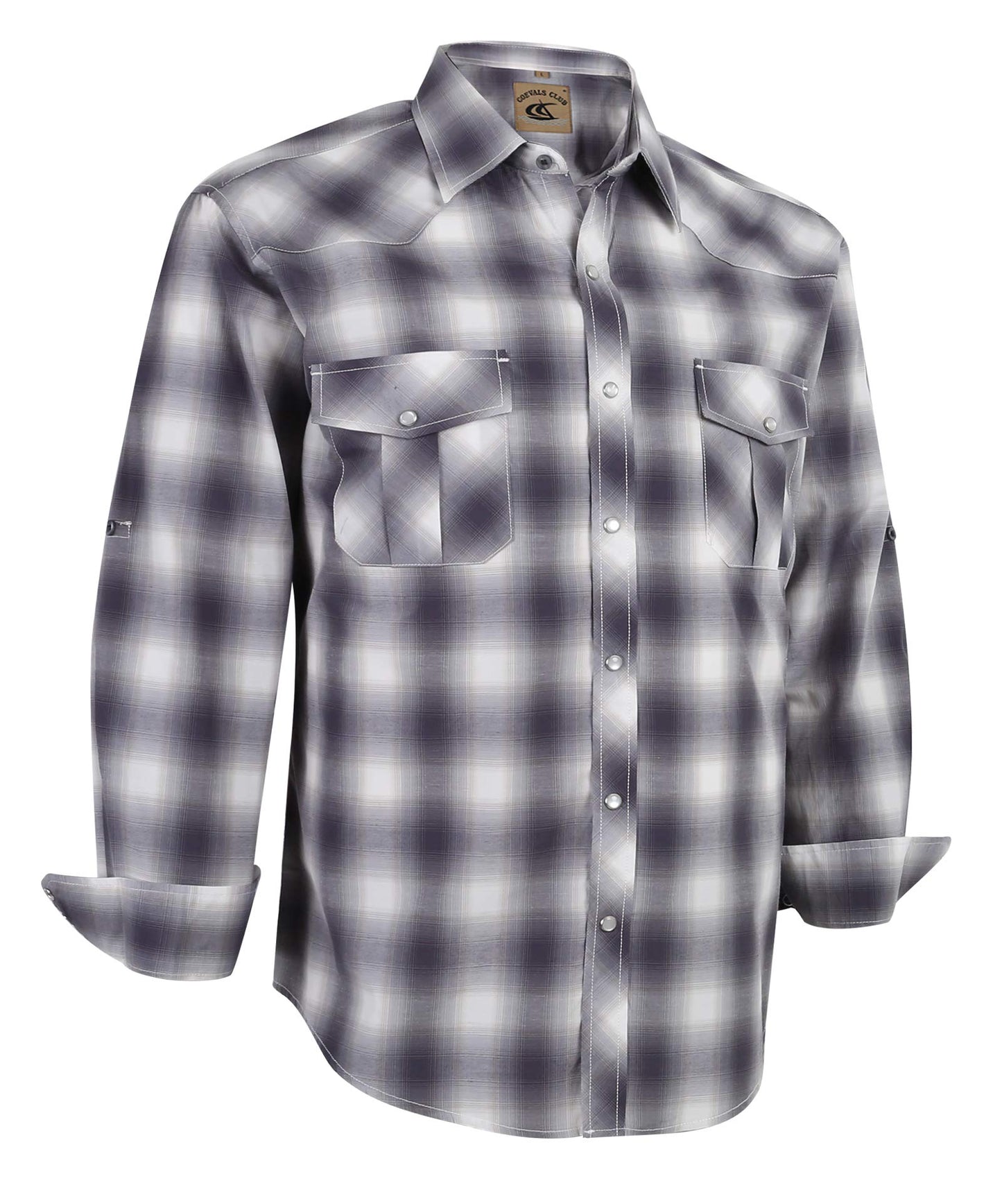 HOTCOEVALS CLUB Men's Western Pearl Snap Button Up Casual Cowboy Long Sleeve Two Pockets Work Shirts