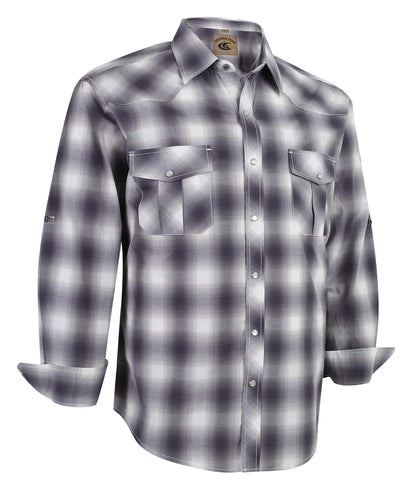 HOTCOEVALS CLUB Men's Western Pearl Snap Button Up Casual Cowboy Long Sleeve Two Pockets Work Shirts