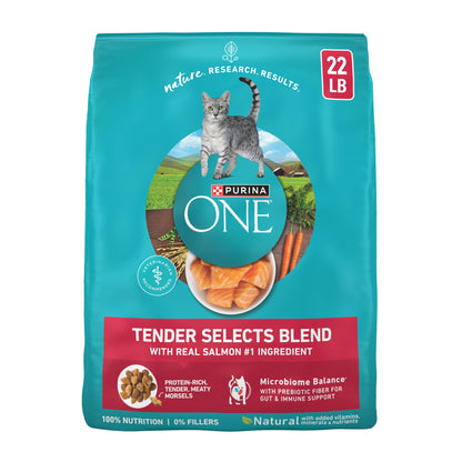 HOTPurina ONE Natural Dry Cat Food, Tender Selects Blend With Real Salmon - 7 lb. Bag