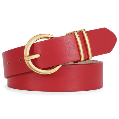HOTWHIPPY Women Leather Belt Fashion Design belt Gold Buckle Ladies Belt for Jeans Pants Dresses