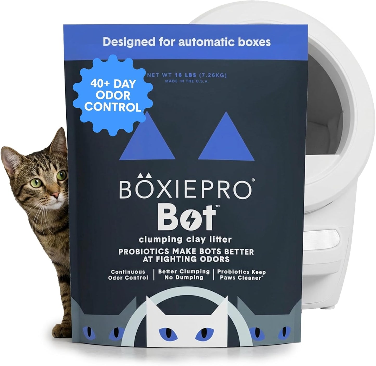 HOTBoxiePro Bot Probiotic Cat Litter Automatic Box 40+ Day Odor Control 16 lb