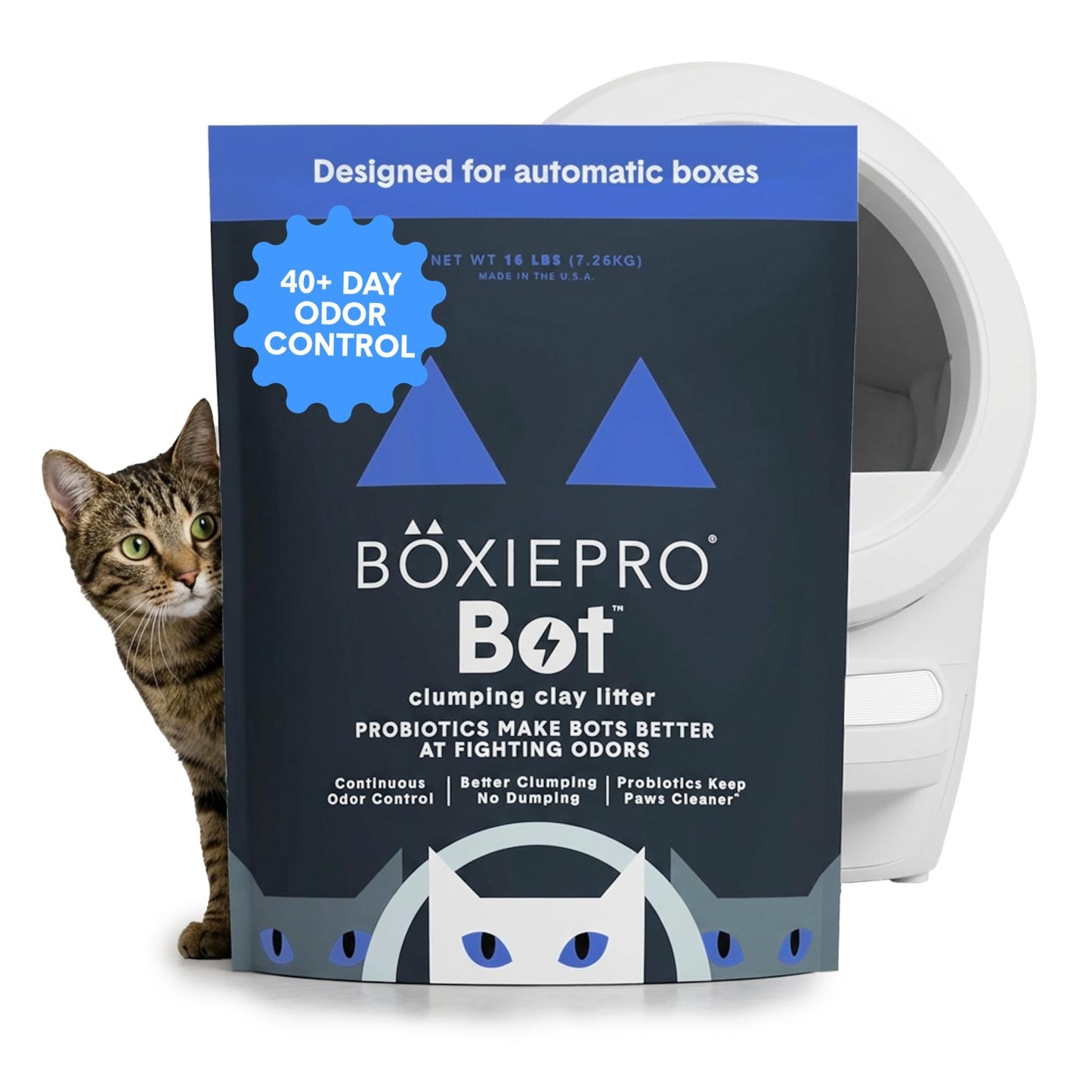 HOTBoxie Probiotic Clumping Cat Litter 40+ Day Odor Control Dust Free 40 lb