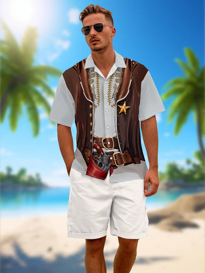 HOTDFZ Funny Hawaiian Shirts for Men Summer Beach Short Sleeve Button Down Shirt Theme Party Shirt