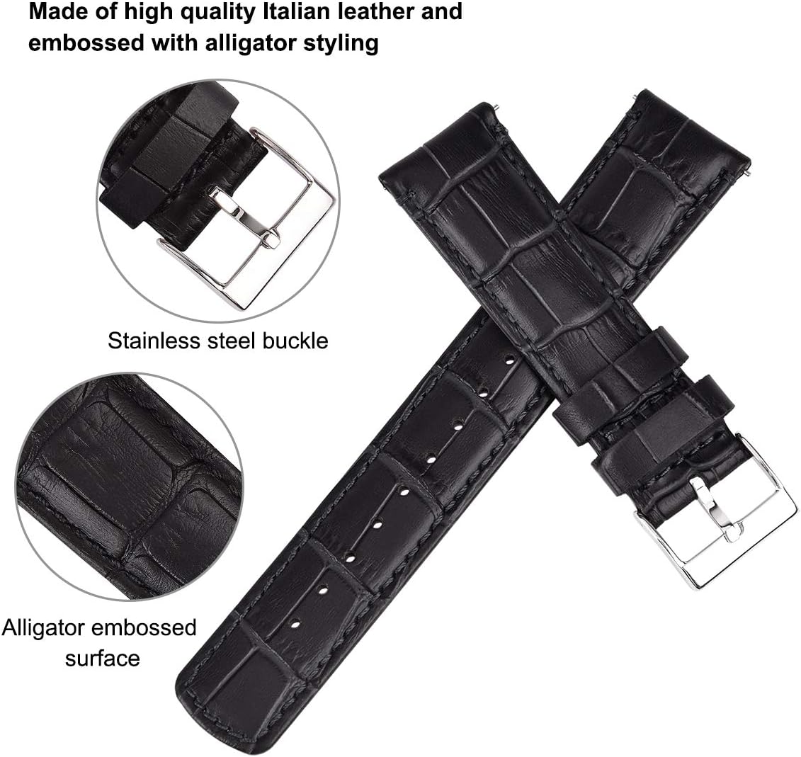 HOTRitche Christmas Gift Quick Release Leather Watch Bands Genuine Leather Watch Strap for Samsung Galaxy Watch 6 Band Classic 43mm 47mm 40mm 44mm 18mm, 20mm or 22mm for Men and Women, White Elephant Gifts, Stocking Stuffers for Men