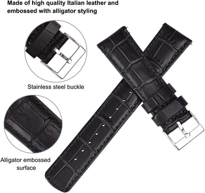 HOTRitche Christmas Gift Quick Release Leather Watch Bands Genuine Leather Watch Strap for Samsung Galaxy Watch 6 Band Classic 43mm 47mm 40mm 44mm 18mm, 20mm or 22mm for Men and Women, White Elephant Gifts, Stocking Stuffers for Men