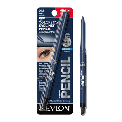 HOTRevlon ColorStay Pencil Waterproof Eyeliner, Smudge-Proof, Eye Makeup with Built-In Sharpener, Long-Lasting, Matte Finish, 201 Black, 2 pack