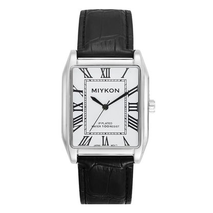 HOTMiykon Vintage Watches for Men – Classic Tank Square Analog Watch with Genuine Leather Wrist Strap, Mens Dress Watches – Japanese Quartz, Waterproof to 100ft