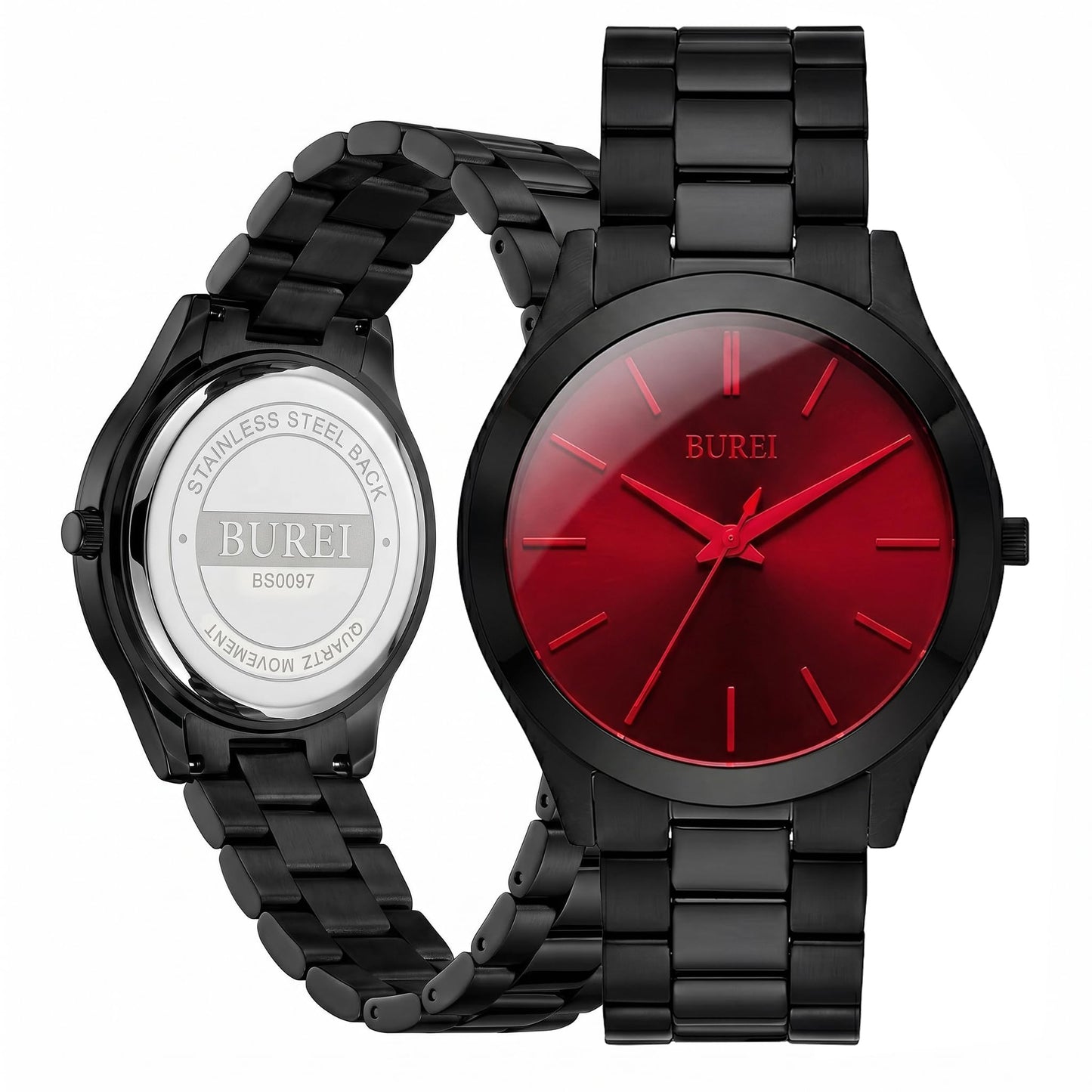 HOTBUREI Men Watches Gifts for Men Fashion Stainless Steel Analog Quartz Waterproof Watches for Mens