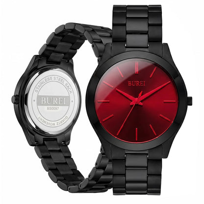 HOTBUREI Men Watches Gifts for Men Fashion Stainless Steel Analog Quartz Waterproof Watches for Mens