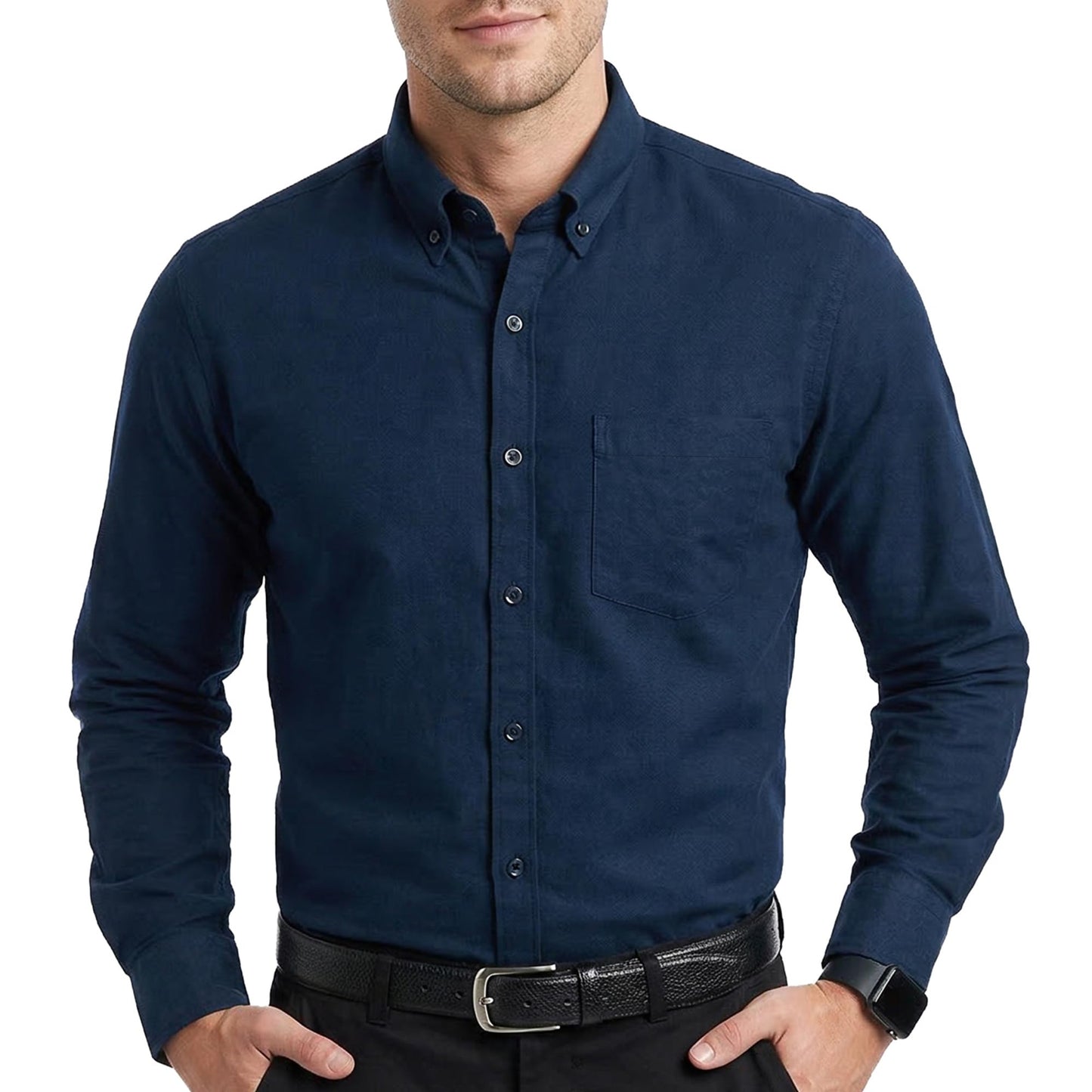 HOTCotton King Mens 100% Cotton Oxford Shirt Long Sleeve Dress Shirts for Men Button Down Work Casual Shirt with Pocket