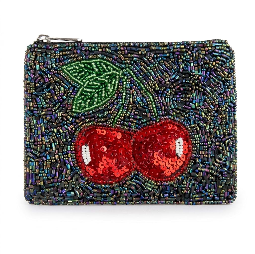 HOTBeaded Coin Purse Change Zipper Pouch Wallet Tacos & Tequila | Handmade Beadwork, Compact Organizer, Cash Holder, Card Storage, Makeup Pouch, Giftable Accessory, Everyday Carry