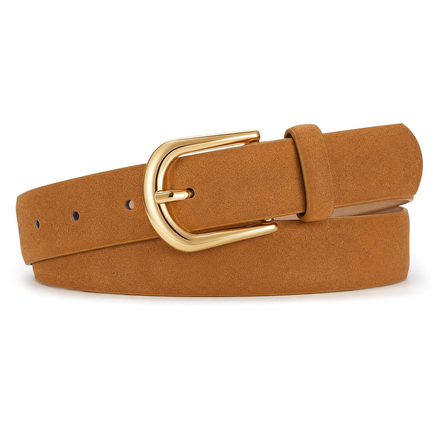 HOTJASGOOD Leather Belt Women Belts for Jean Pants with Gold Buckle Fashion Ladies Waist Belt