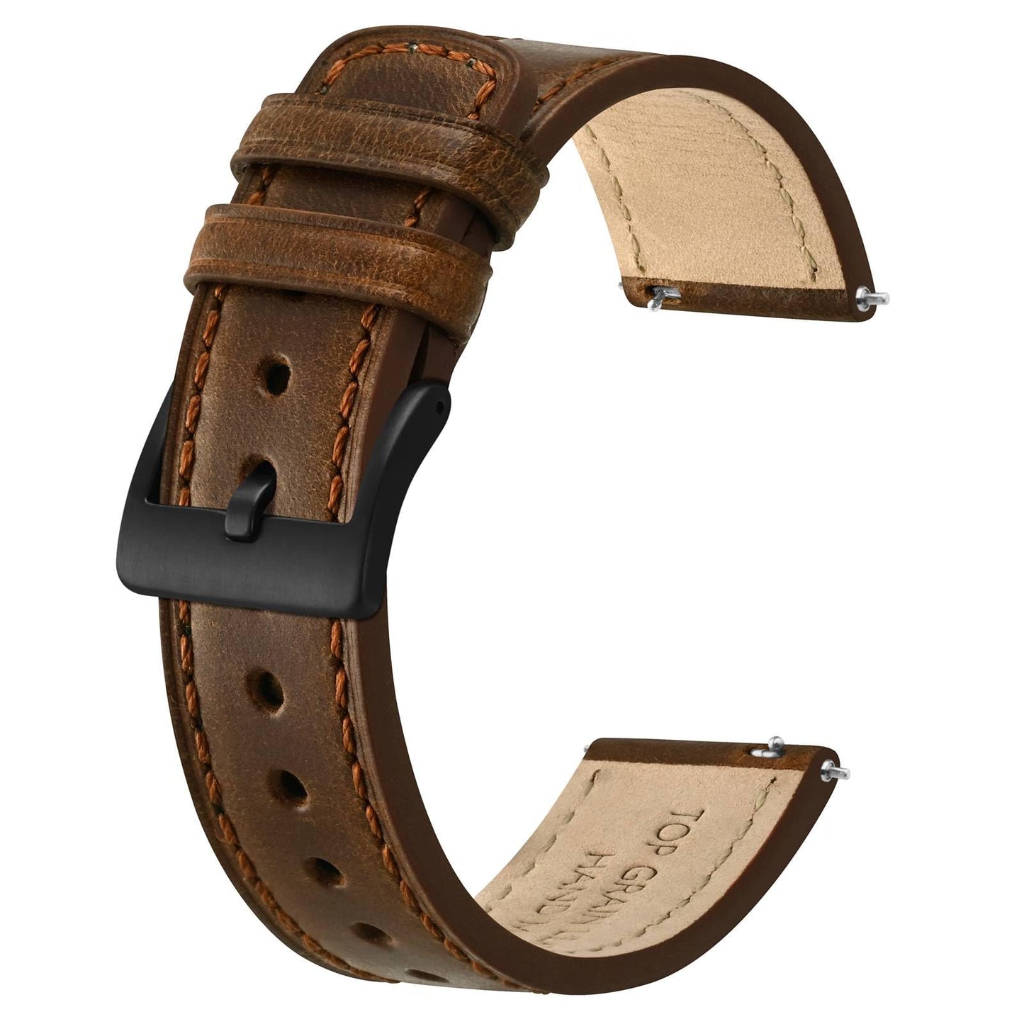 HOTBISONSTRAP Leather Watch Straps, Classic Oil Waxed Leather, Quick Release Replacement Band for Men and Women, Band Width 18mm 20mm 22mm