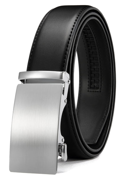 HOTCHAOREN Mens Belt - Mens Ratchet Belt Leather 1 3/8" for Dress Pant - Micro Adjustable Belt Fit Everywhere