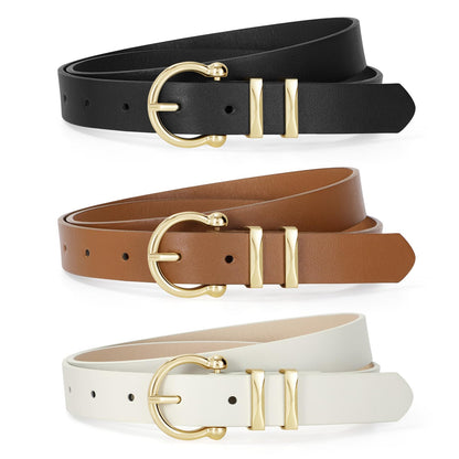 HOTTRIWORKS 3 Pack Women Belts For Jeans Pants Dresses Ladies Leather Waist Belts