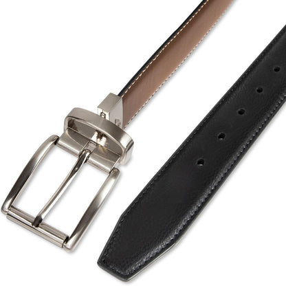 HOTDOCKERS Men's Two-in-one Reversible Rotative Buckle Everyday Casual Dress Belt (Regular and Big & Tall Sizing)