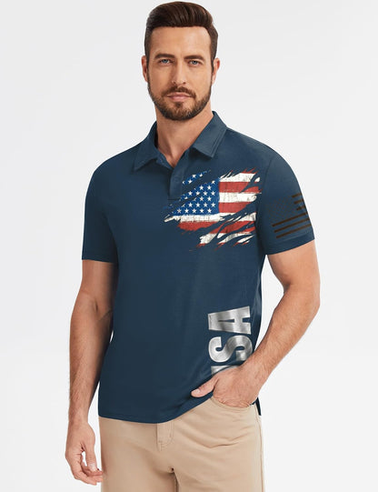 HOTPoriff Mens Polo Shirts Short Sleeve Golf Shirt Dry Fit Athletic T-Shirt Moisture Wicking Top (S-3XL)
