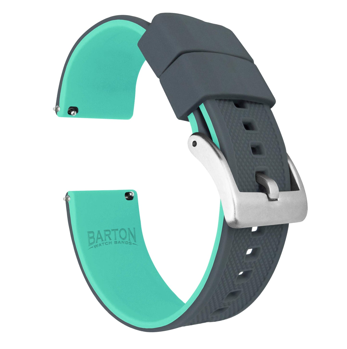 HOTBARTON Elite Silicone Watch Bands - Quick Release - Choose Strap Color & Buckle Color (Stainless Steel, Black PVD or Gunmetal Grey) - 18mm, 20mm, 22mm & 24mm Watch Straps